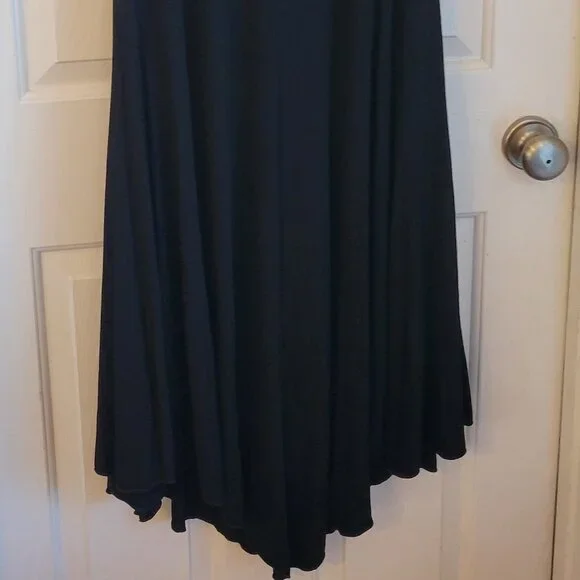 Pyramid collection 1x black sleeveless wrap style dress w asymmetrical hem/liner - Picture 3 of 8